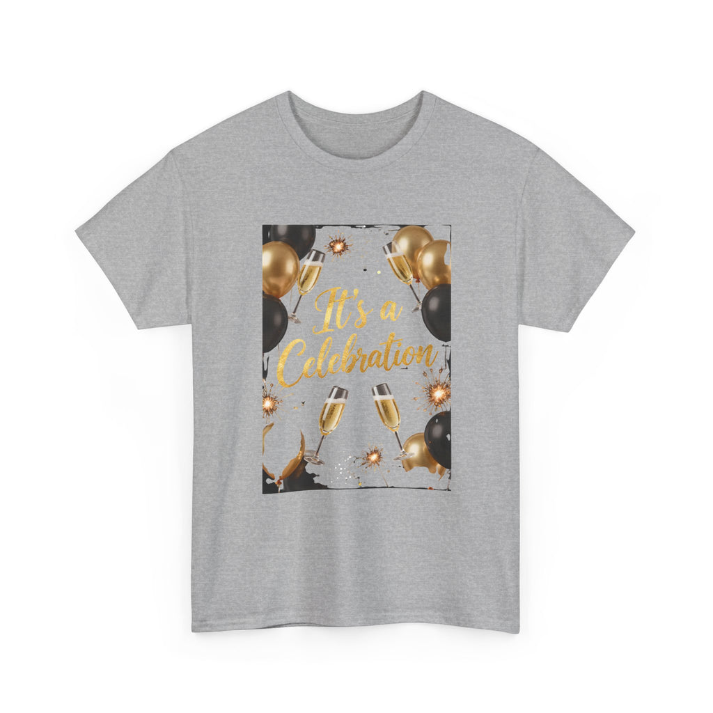 Celebration Party T-Shirt — "It's a Celebration" Gold & Black Balloons