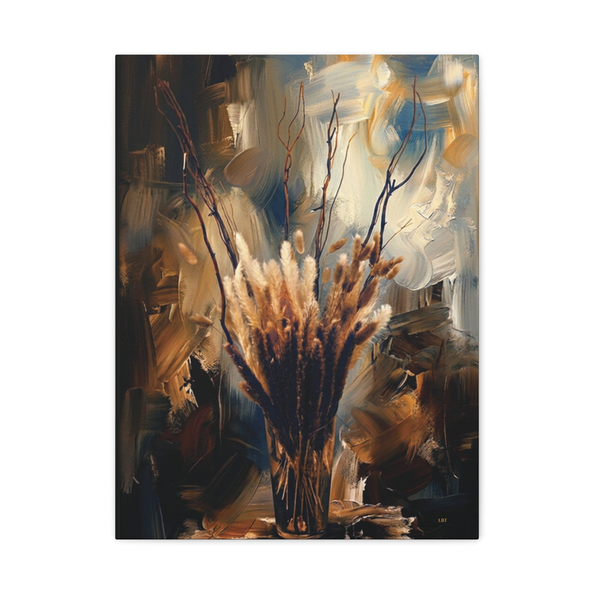 Blue Bloom Elegance – Floral Stretched Canvas Wall Art