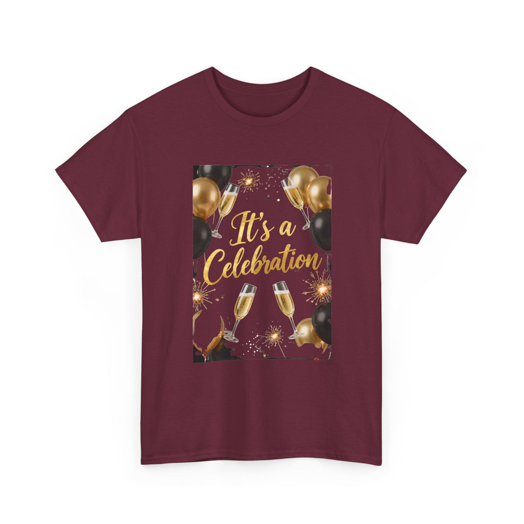 Celebration Party T-Shirt — "It's a Celebration" Gold & Black Balloons