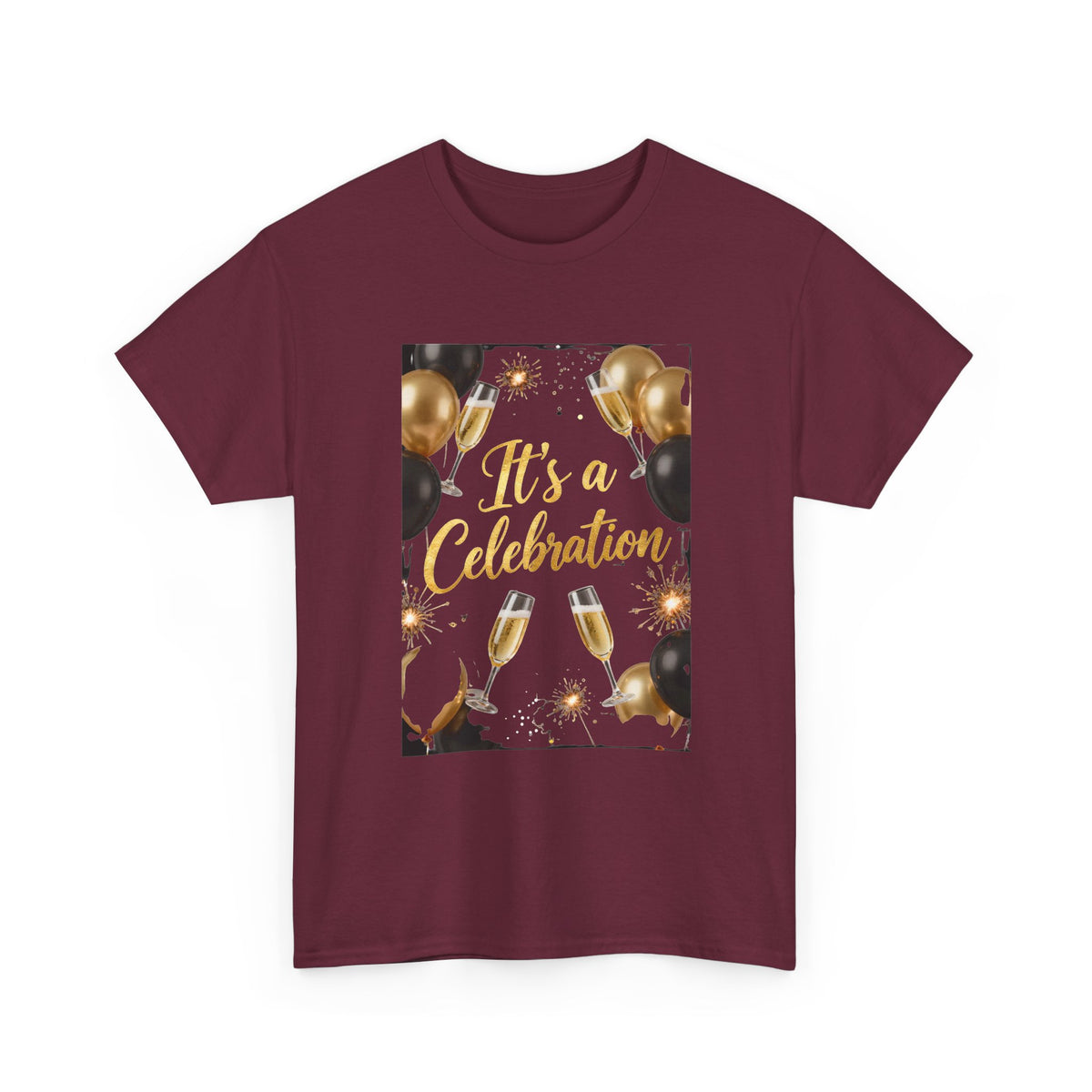 Celebration Party T-Shirt — "It's a Celebration" Gold & Black Balloons