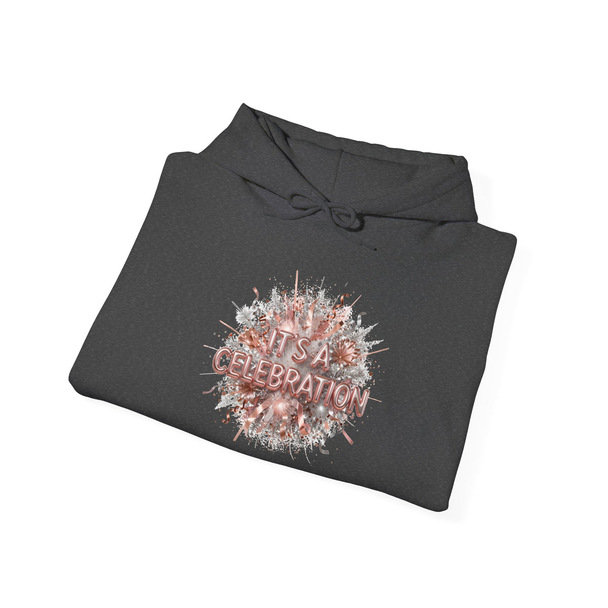 Celebration Floral Hoodie — Rose Gold 'Celebrate' Graphic Pullover