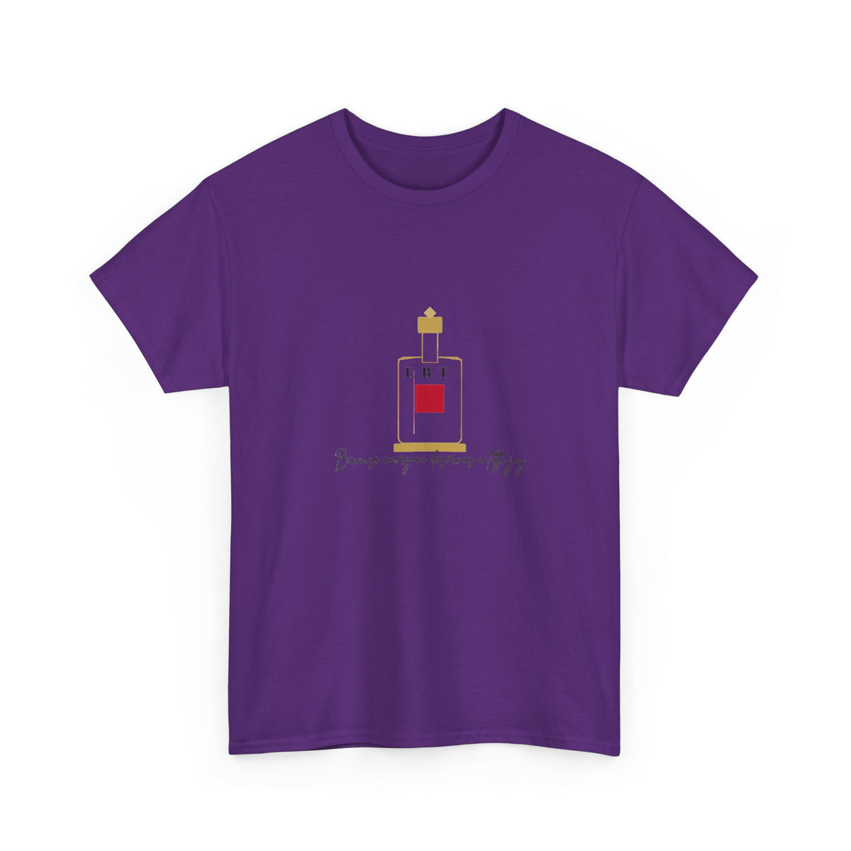 T-Shirt — LBT Perfume Bottle Graphic Tee with "Become someone everyone's #1" Script