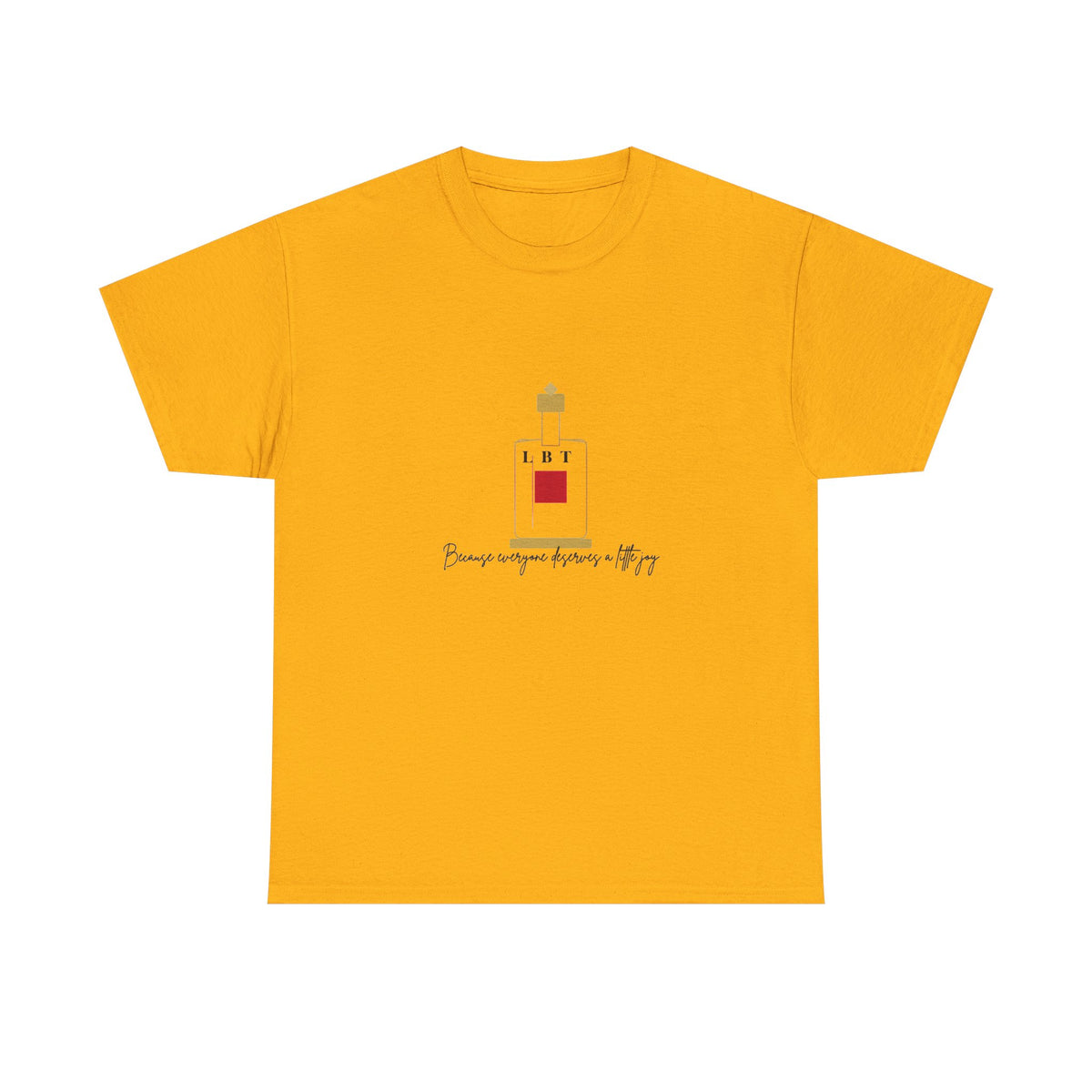T-Shirt — LBT Perfume Bottle Graphic Tee with "Become someone everyone's #1" Script