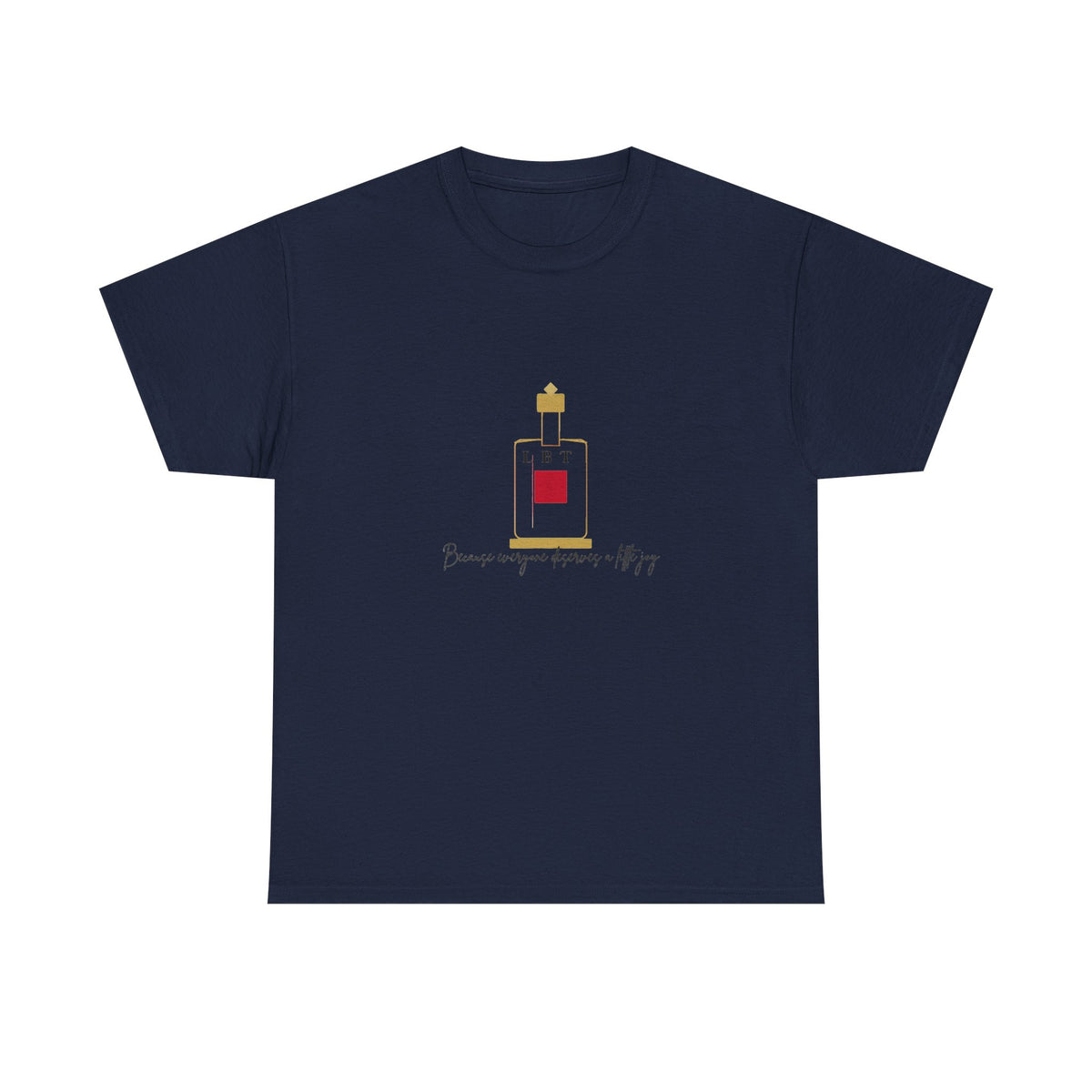 T-Shirt — LBT Perfume Bottle Graphic Tee with "Become someone everyone's #1" Script