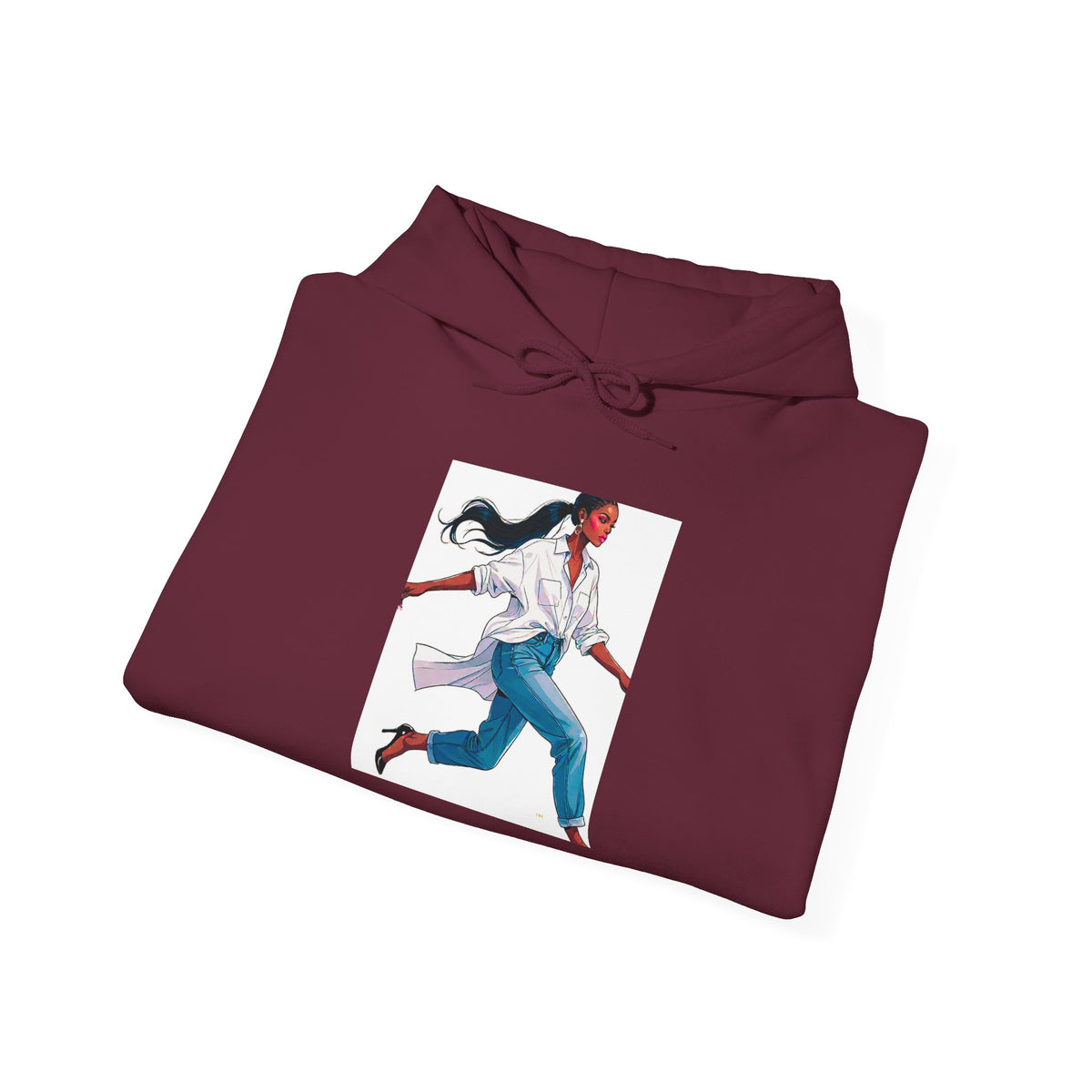 Running Woman Graphic Hoodie — Athletic Illustration Sweatshirt