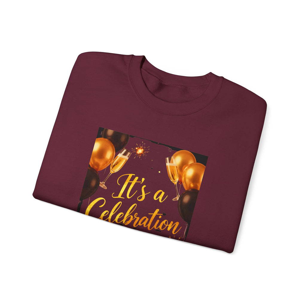 Crewneck Sweatshirt — "It's a Celebration" Champagne & Balloons Party Design