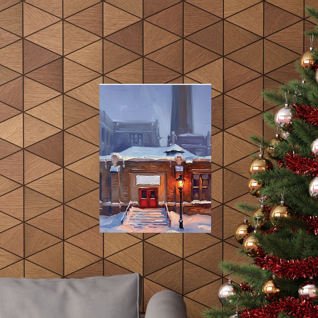 Winter Welcome – Red Door Architectural Wall Art Poster