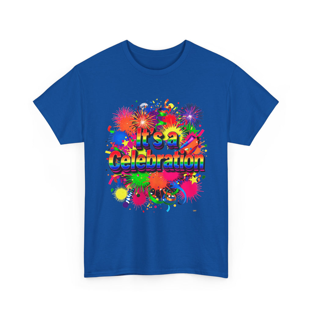 Celebration Paint Splash T-Shirt — "It's a Celebration" Colorful Party Tee