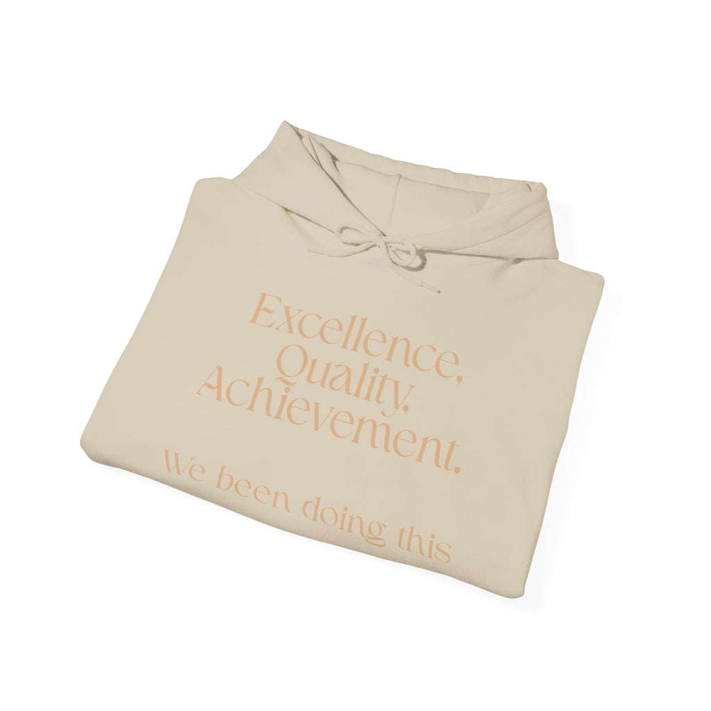 Excellence, Quality, Achievement Hoodie — "We been doing this" Motivational Pullover