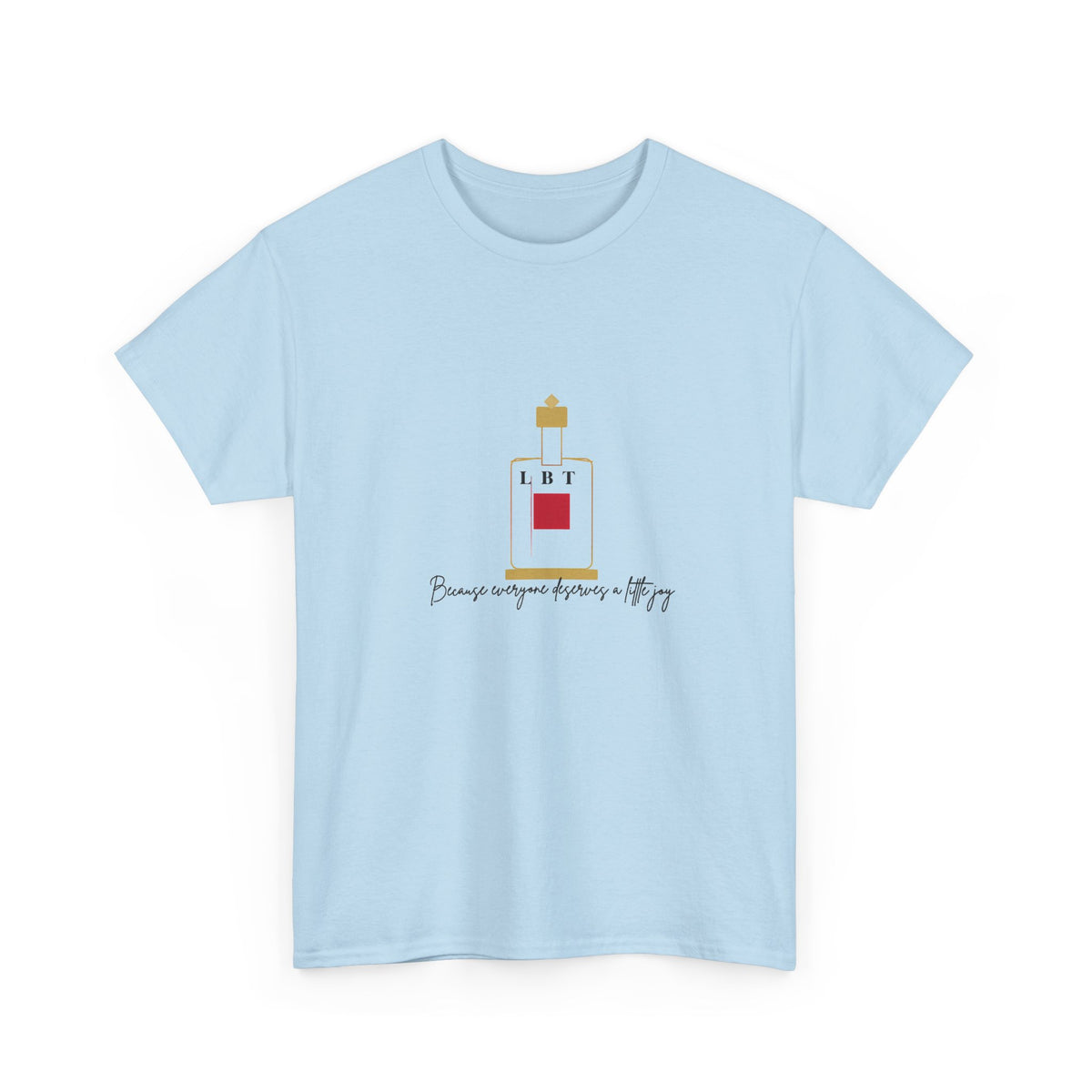 T-Shirt — LBT Perfume Bottle Graphic Tee with "Become someone everyone's #1" Script