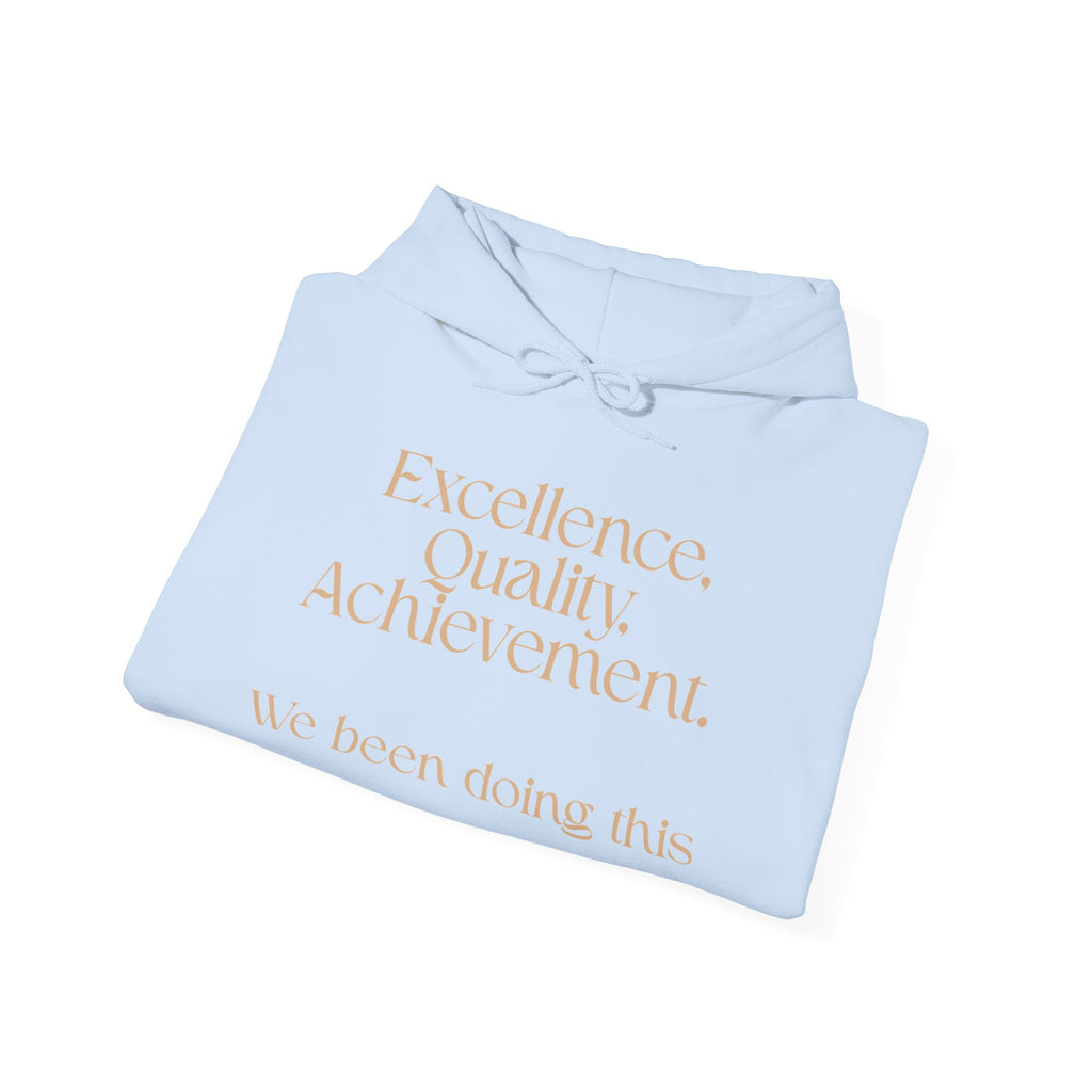 Excellence, Quality, Achievement Hoodie — "We been doing this" Motivational Pullover