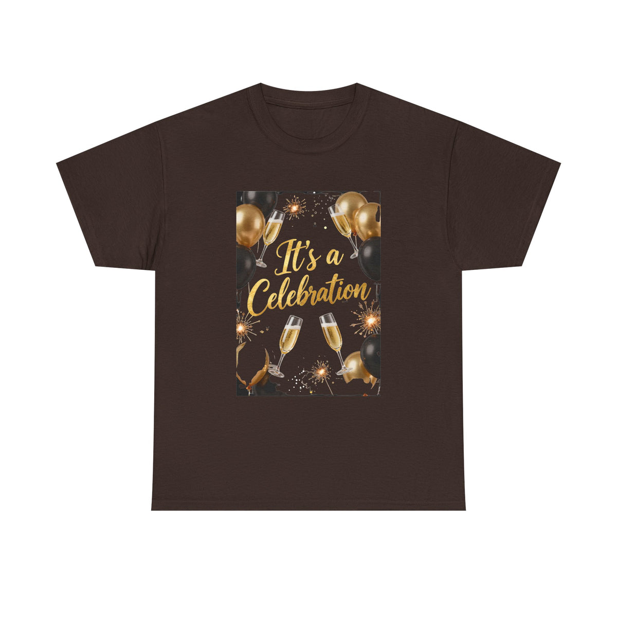 Celebration Party T-Shirt — "It's a Celebration" Gold & Black Balloons