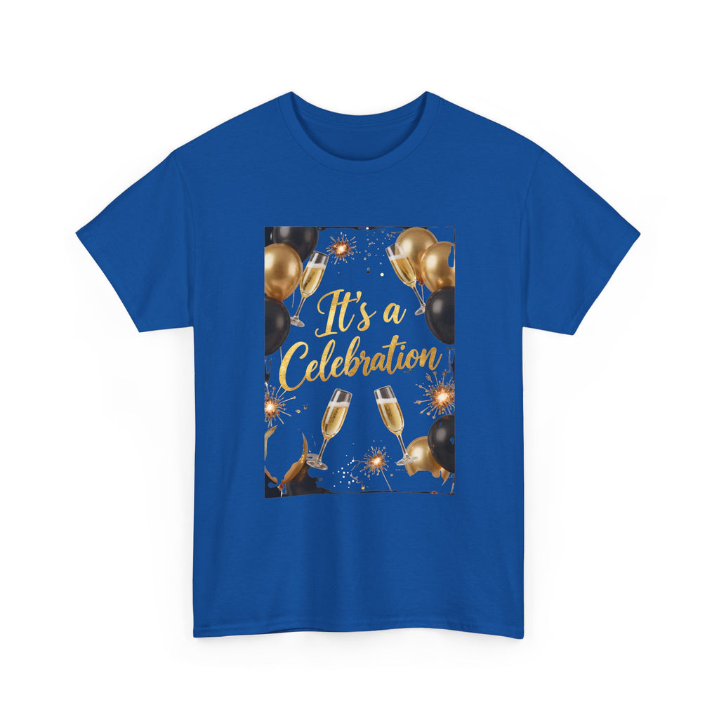 Celebration Party T-Shirt — "It's a Celebration" Gold & Black Balloons