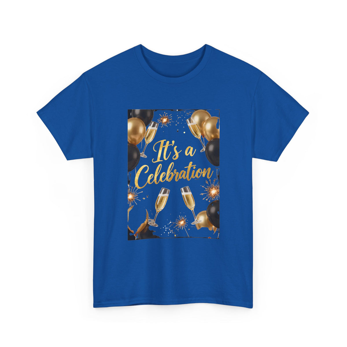 Celebration Party T-Shirt — "It's a Celebration" Gold & Black Balloons