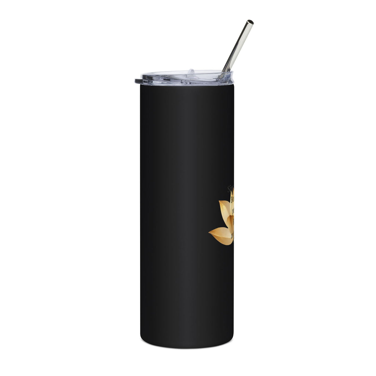 20oz Stainless Tumbler — Gold Lotus "Beauty is not perfection" Inspirational Travel Cup