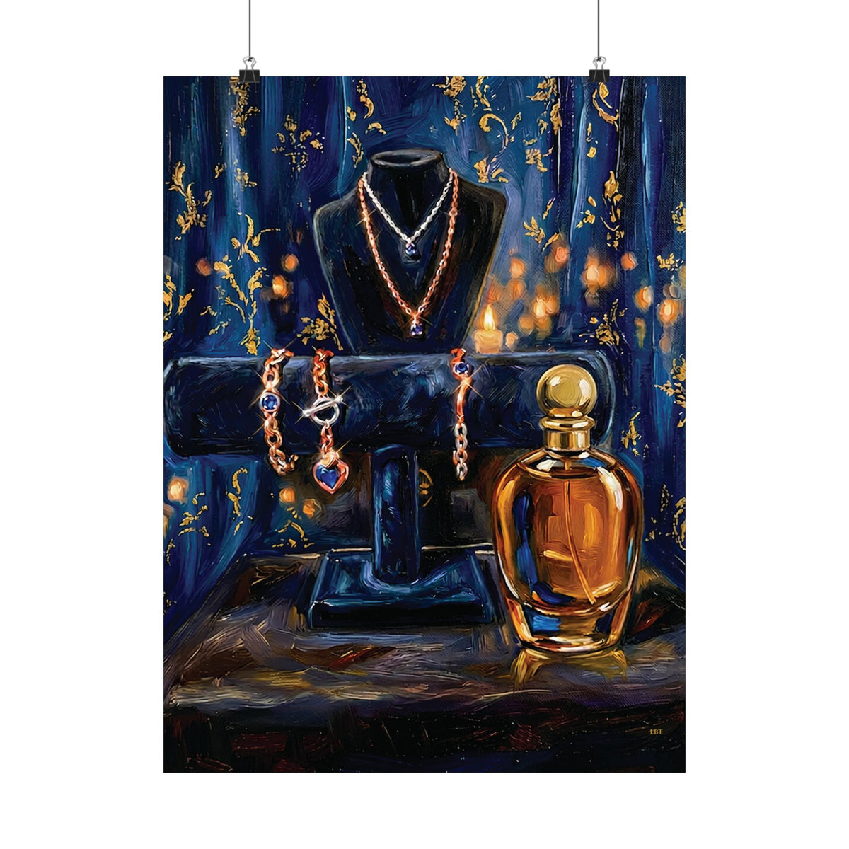 Gilded Adornment – Jewelry and Perfume Still Life Wall Art Poster