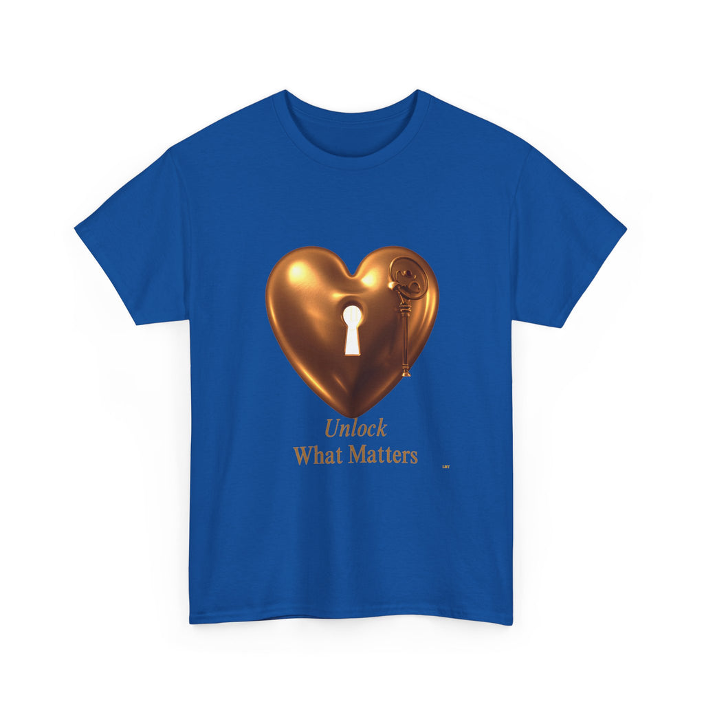 Heart Key T-Shirt — "Unlock What Matters" Inspirational Tee
