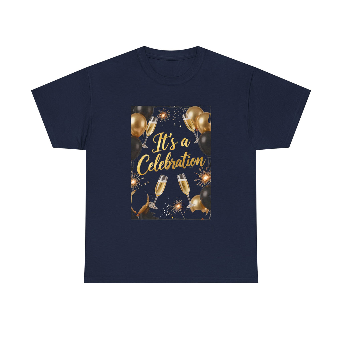 Celebration Party T-Shirt — "It's a Celebration" Gold & Black Balloons
