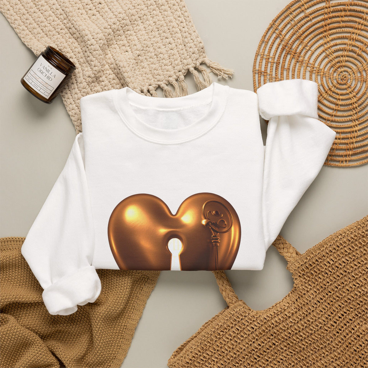 Heart Keyhole Sweatshirt — "Unlock What Matters" Cozy Crewneck