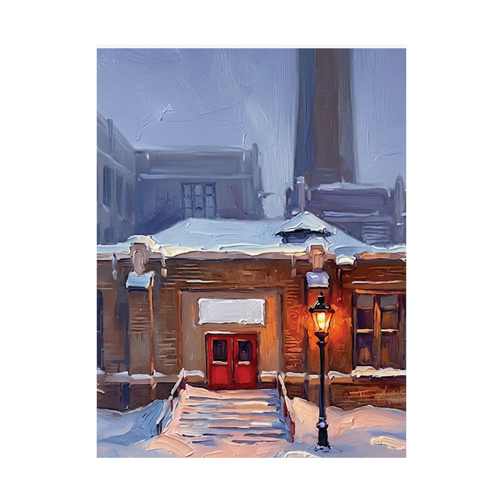 Winter Welcome – Red Door Architectural Wall Art Poster