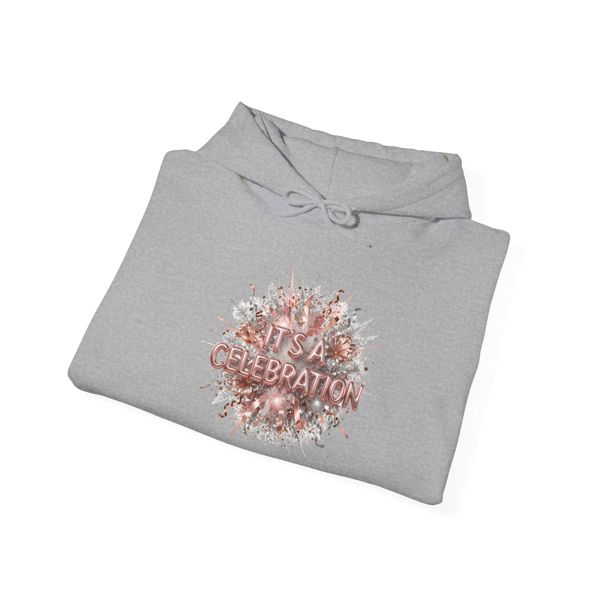 Celebration Floral Hoodie — Rose Gold 'Celebrate' Graphic Pullover