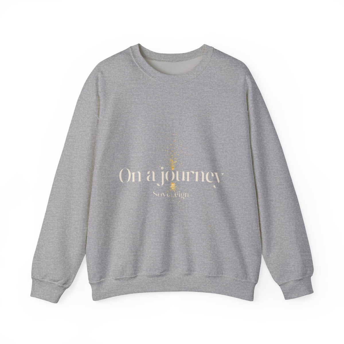 Crewneck Sweatshirt — 'On a Journey' Minimalist Gold Script Design