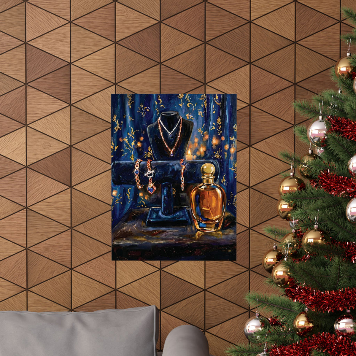 Gilded Adornment – Jewelry and Perfume Still Life Wall Art Poster