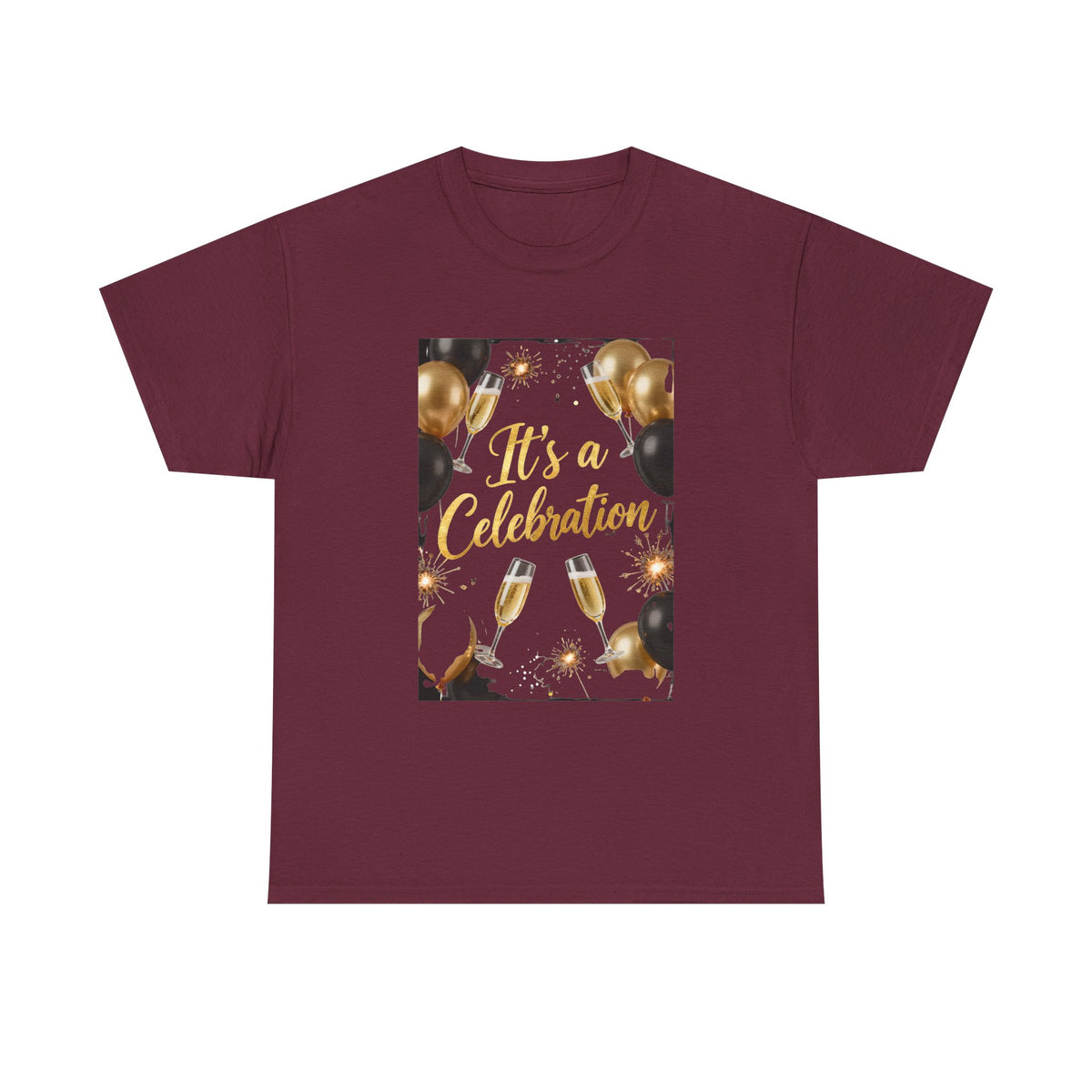 Celebration Party T-Shirt — "It's a Celebration" Gold & Black Balloons