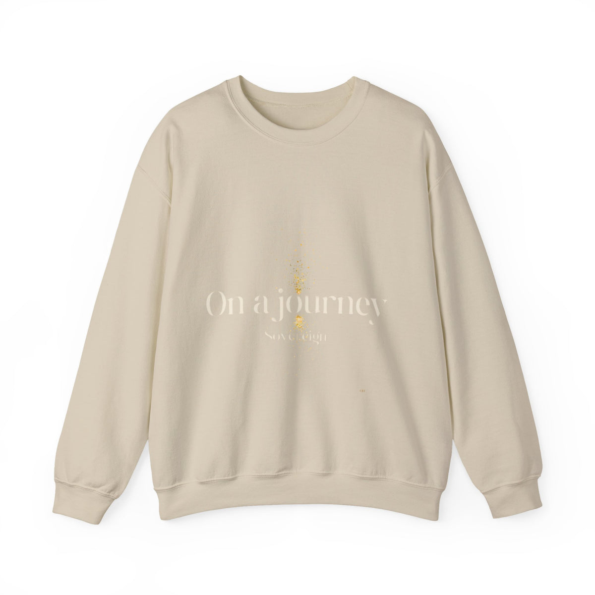 Crewneck Sweatshirt — 'On a Journey' Minimalist Gold Script Design