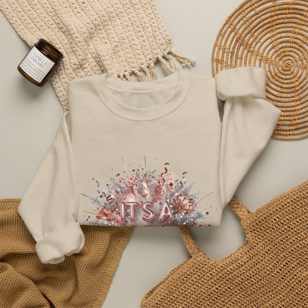 Celebration Burst Crewneck Sweatshirt — "It's a Celebration" Graphic