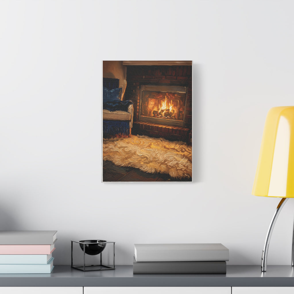 Cozy Hearth – Fireside Interior Stretched Canvas Wall Art