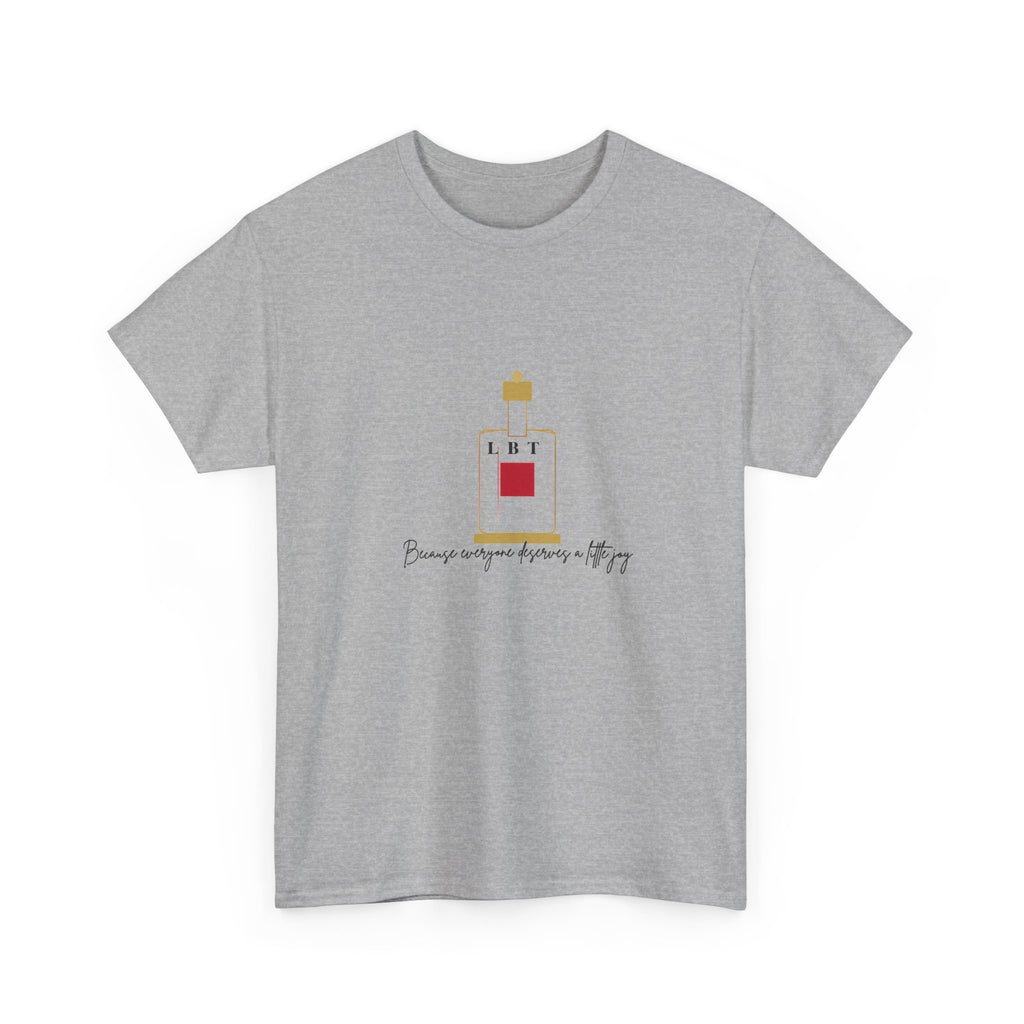 T-Shirt — LBT Perfume Bottle Graphic Tee with "Become someone everyone's #1" Script