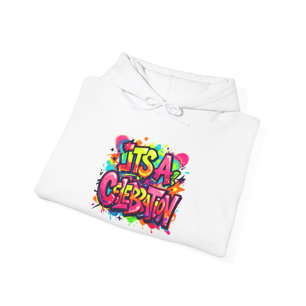 Hoodie – "It's a Celebration" Colorful Graffiti Party Graphic Hoodie