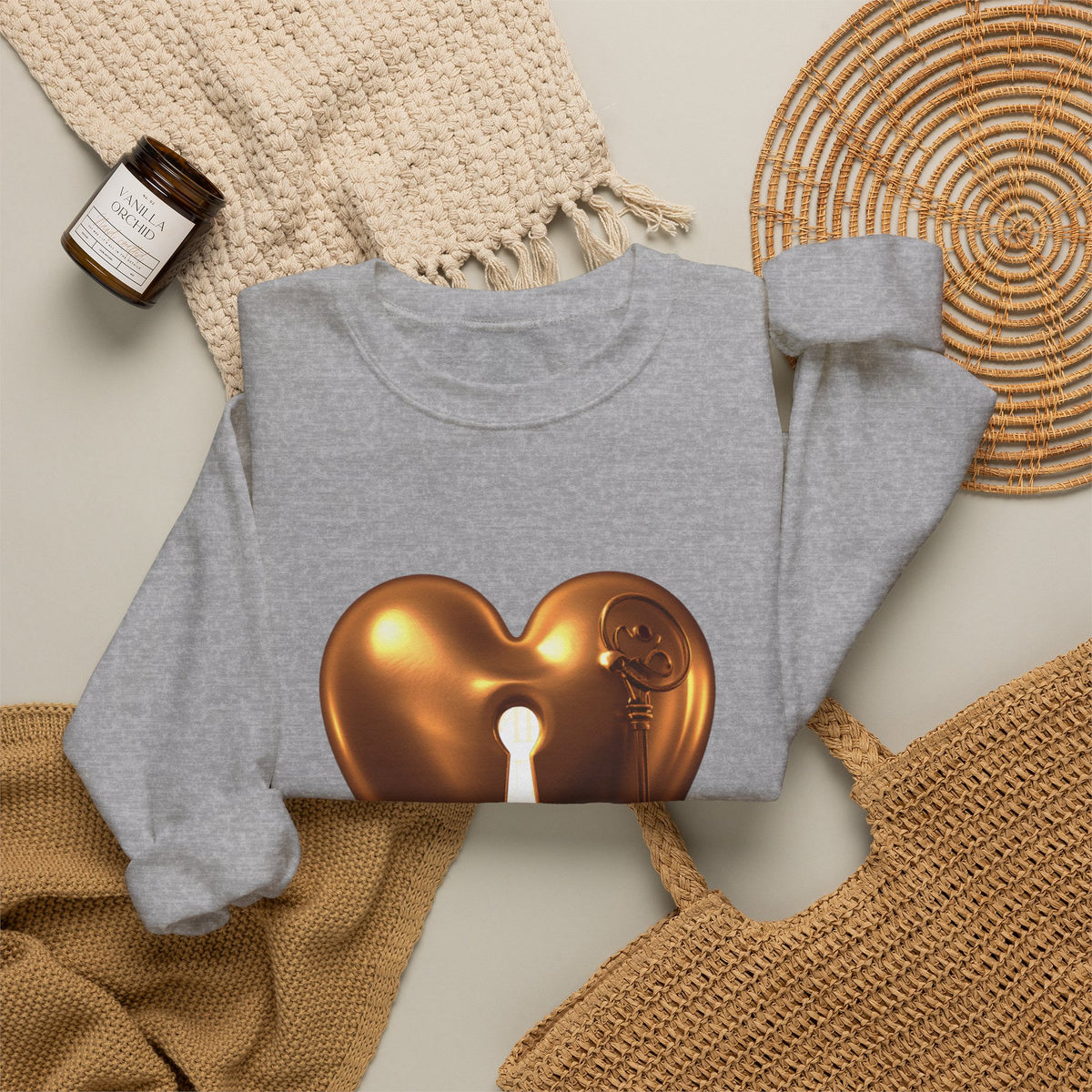 Heart Keyhole Sweatshirt — "Unlock What Matters" Cozy Crewneck