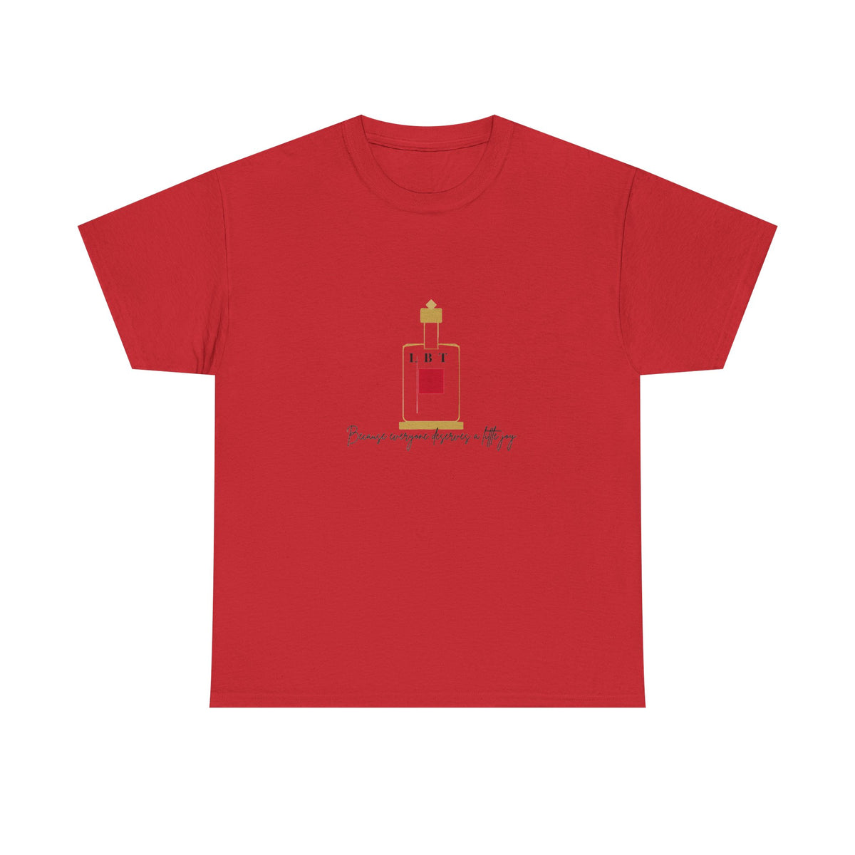 T-Shirt — LBT Perfume Bottle Graphic Tee with "Become someone everyone's #1" Script