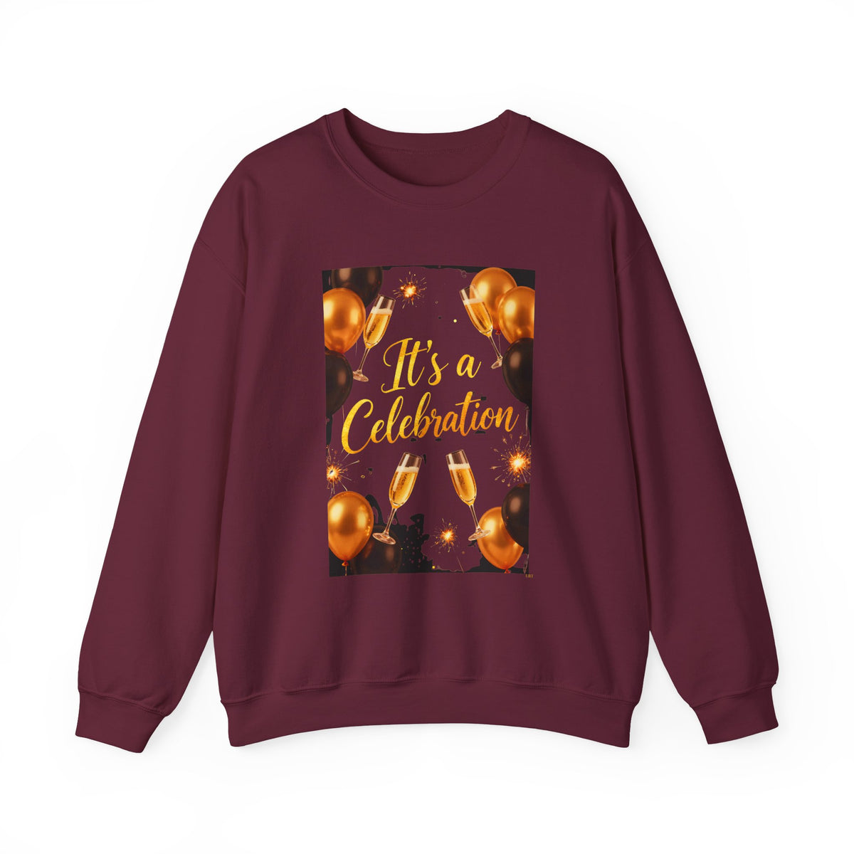 Crewneck Sweatshirt — "It's a Celebration" Champagne & Balloons Party Design
