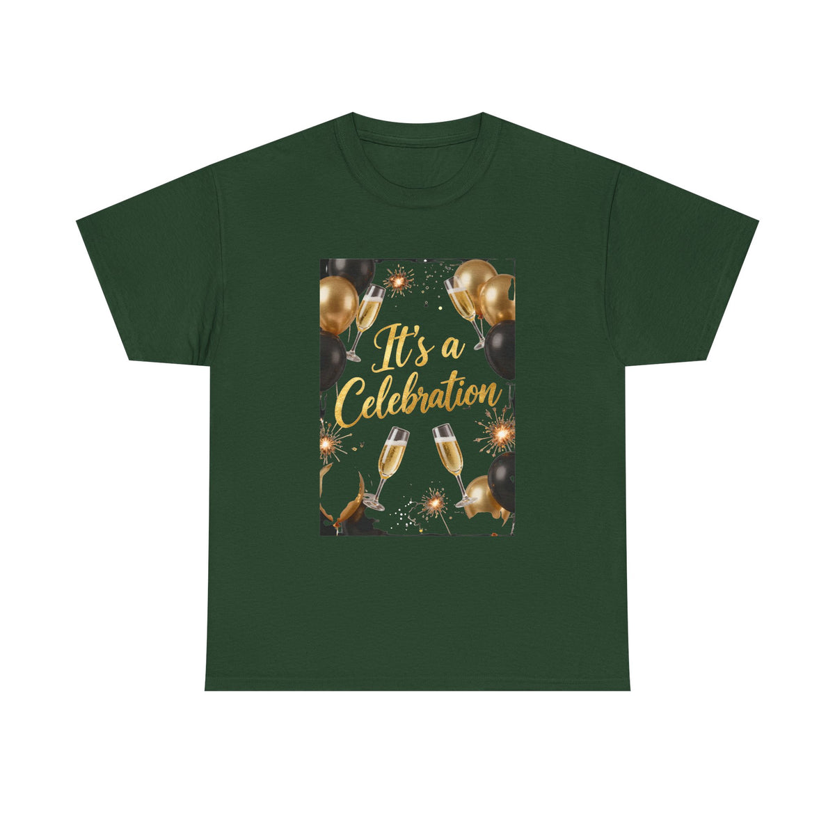 Celebration Party T-Shirt — "It's a Celebration" Gold & Black Balloons