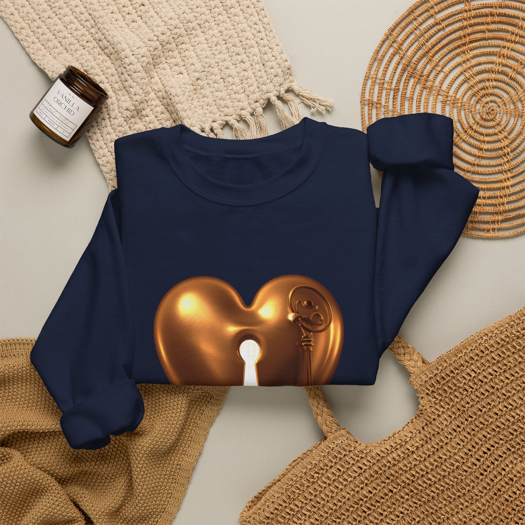 Heart Keyhole Sweatshirt — "Unlock What Matters" Cozy Crewneck
