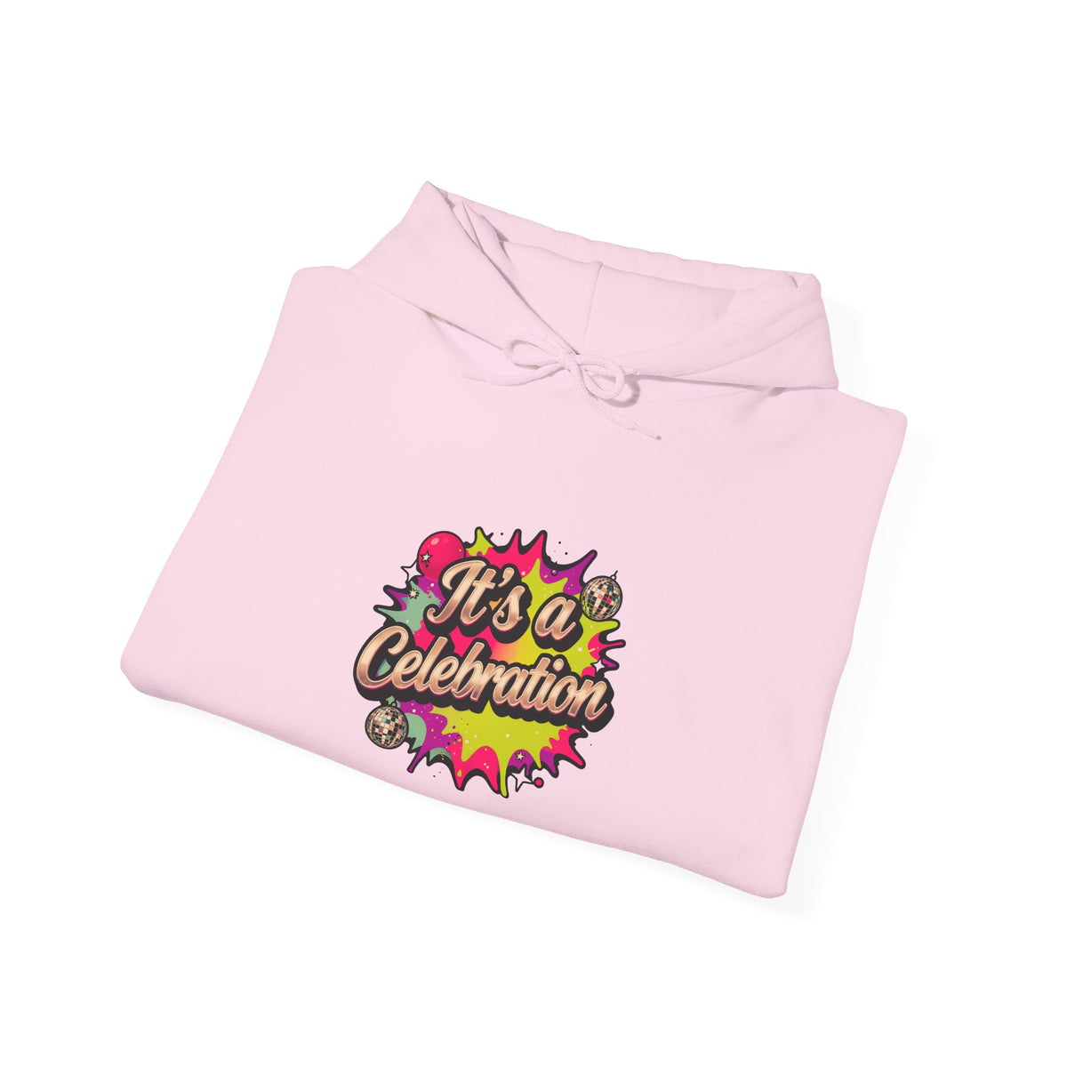 Celebration Graphic Hoodie — "It's a Celebration" Colorful Pop Art Pullover