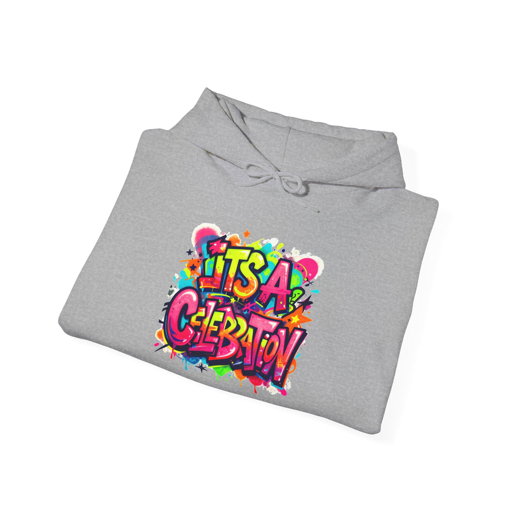 Hoodie – "It's a Celebration" Colorful Graffiti Party Graphic Hoodie