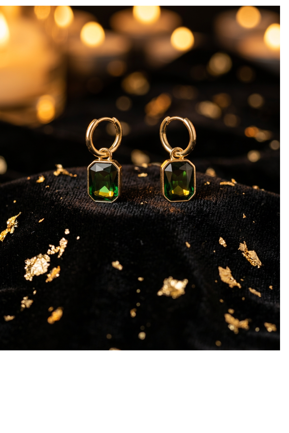 Stainless steel trendy green crystal earrings
