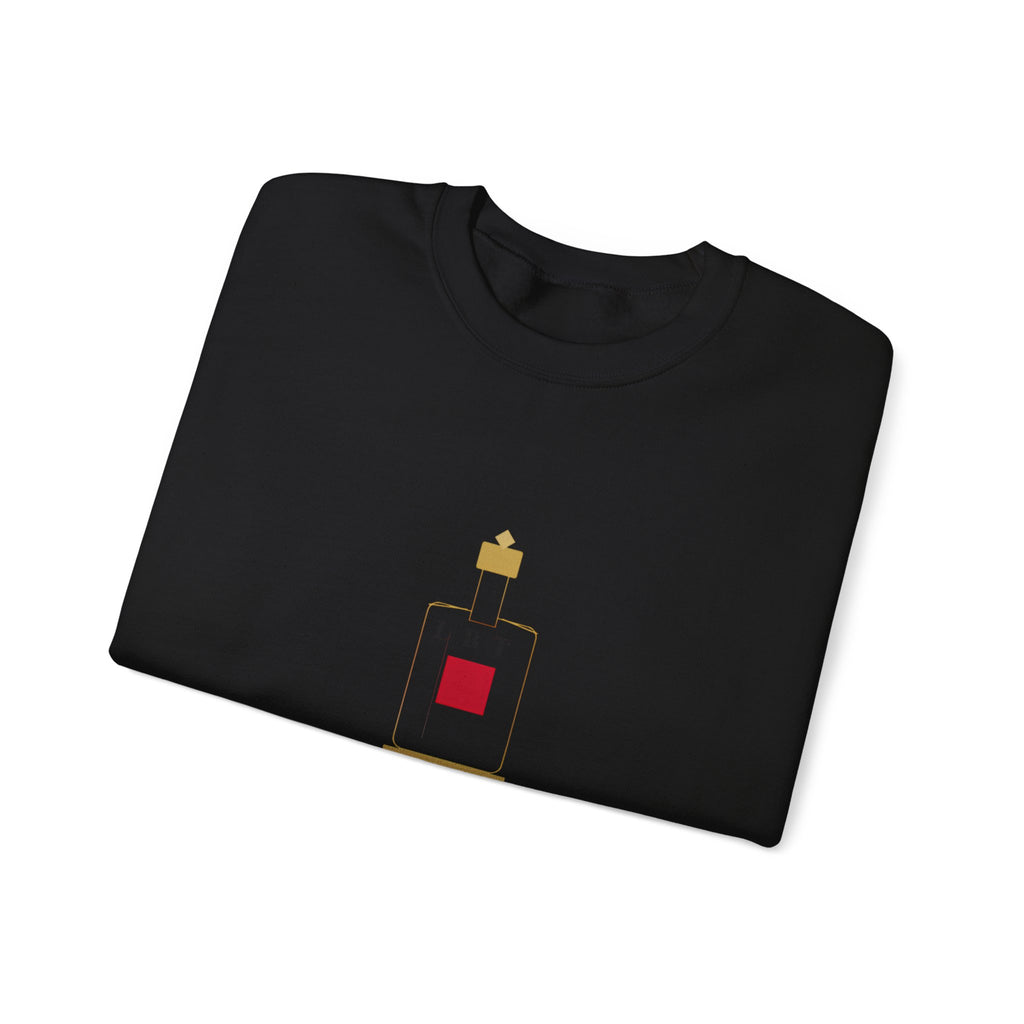 Crewneck Sweatshirt — Minimal Perfume Bottle Graphic with Subtle Script
