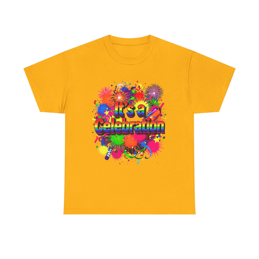 Celebration Paint Splash T-Shirt — "It's a Celebration" Colorful Party Tee