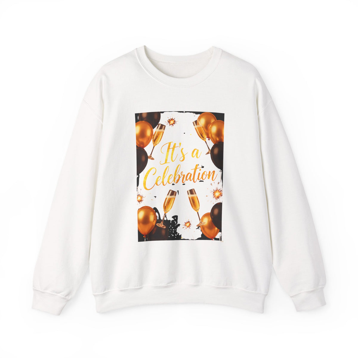 Crewneck Sweatshirt — "It's a Celebration" Champagne & Balloons Party Design