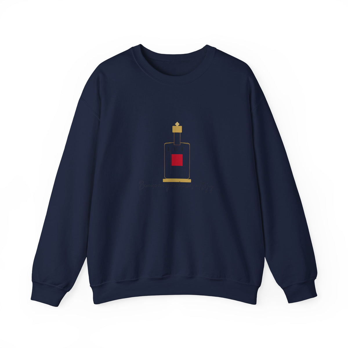 Crewneck Sweatshirt — Minimal Perfume Bottle Graphic with Subtle Script