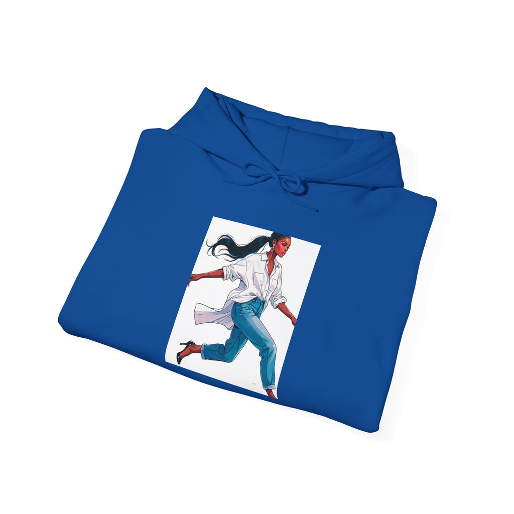 Running Woman Graphic Hoodie — Athletic Illustration Sweatshirt