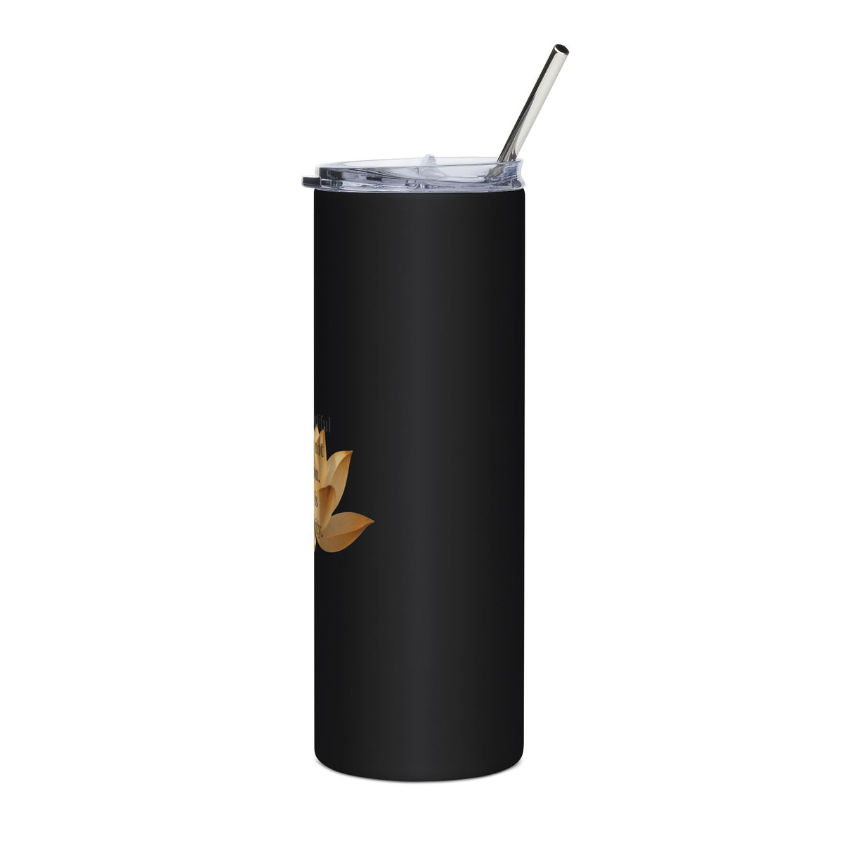 20oz Stainless Tumbler — Gold Lotus "Beauty is not perfection" Inspirational Travel Cup