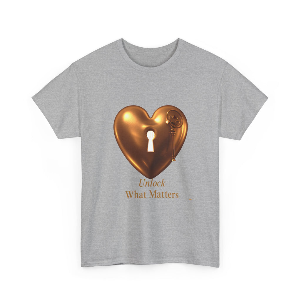 Heart Key T-Shirt — "Unlock What Matters" Inspirational Tee