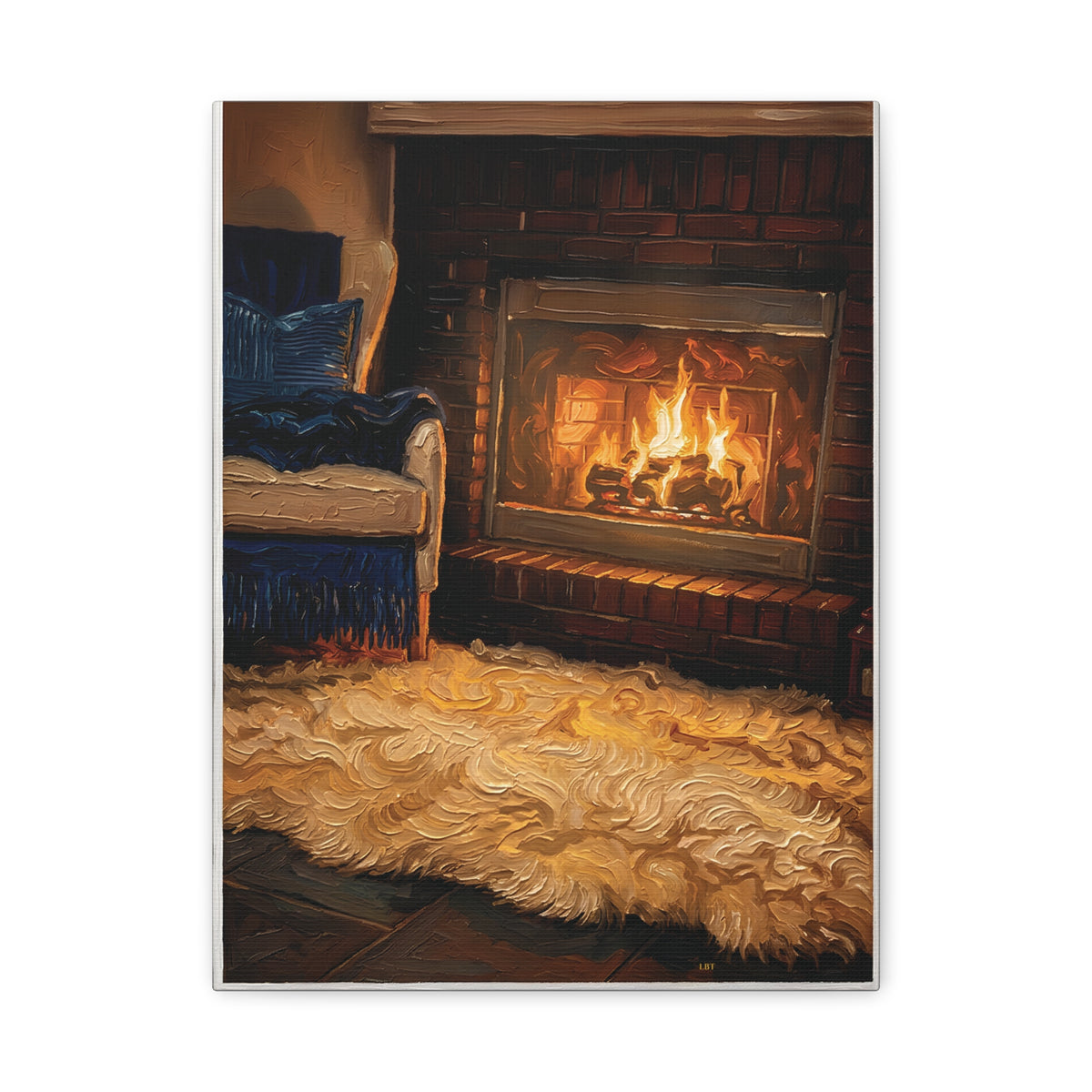 Cozy Hearth – Fireside Interior Stretched Canvas Wall Art