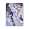 Winter Passage – Snowy Street Stretched Canvas Wall Art